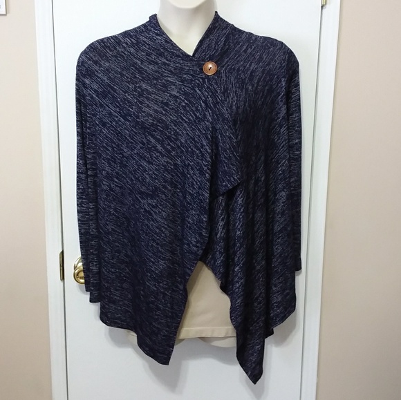 ☆☆SOLD☆☆ Bobeau Heathered Blue One-Button Cardigan - Picture 2 of 8